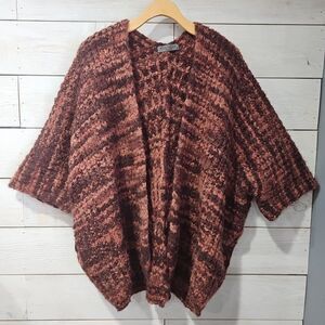 Elsamanda Italy Multi-Color Heathered Stripe Open Front Kimono Cardigan Sweater